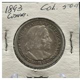 1893 Columbian Comm Silver Half Dollar Coin