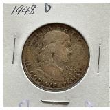 1948-D Franklin Silver Half Dollar