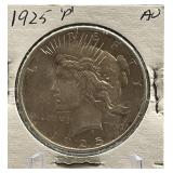 1925-P Peace Silver Dollar AU