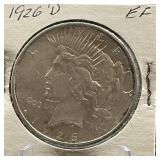 1926-D Peace Silver Dollar EF