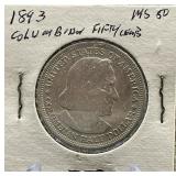 1893 Columbian Comm Silver Half Dollar MS 50