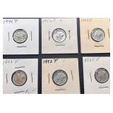 6pc Mercury Silver Dimes
