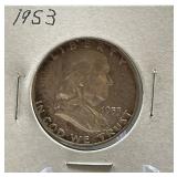 1953 Franklin Silver Half Dollar Coin