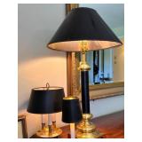 Three Brass Style or Gold-Tone Lamps