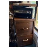 Epson Printer, Keyboard, and Wooden Filing Cabinet