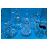 Vtg. Pressed & Cut Glass Decanters & Bottles