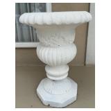 White Garden Urn Planter With Ornate Floral Detail