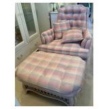 Armchair and Ottoman Set in Plaid