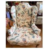 Floral Upholstered Wingback Chair