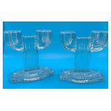 Vintage Clear Cactus Candlesticks