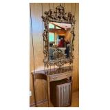 Vtg Hammary Console Table & Ornate Gilded Mirror