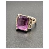 Sterling Silver Ring with Purple Stone