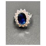 925 Oval Blue Stone Ring