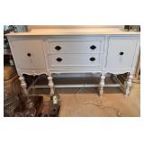 Vtg. White Painted Wooden Sideboard Buffet
