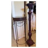 Metal Accent Table and Candlestick