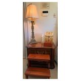 Lamp, Step Stools, and End Table Set