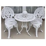 White Cast Iron Table and Chairs Set