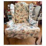 Floral Upholstered Wingback Chair