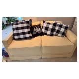 Beige Upholstered Loveseat