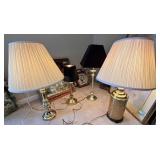 Four Brass Table Lamps