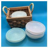 Vtg. Plastic Pastel Tupperware Bowls with Basket