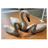 Three Vtg. Handcarved Swan Figures