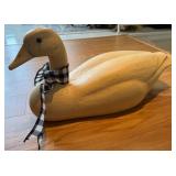 Vtg. Cream Colored Resin Duck Decoy w/ Plaid Scarf