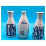 3 Japanese Sake Bottles