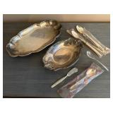 Vtg Silver Platters and Flatware