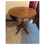 Vtg Round Pedestal Side Tableï¿½24x24x27
