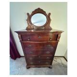 Vtg Wooden Dresser w/Mirrorï¿½38x18x74.5