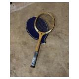 Vtg Wooden Tennis Racket w/ Coverï¿½27.5