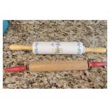 Two Rolling Pins With Handles