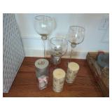 Glass Candle Holders and Candles