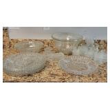 Pressed Glass Serving Set with Ladle