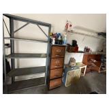 Shelving Units, File Cabinet, and Contents