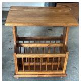 Oak Side Table with Magazine Rack