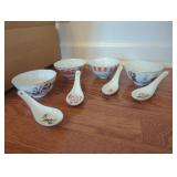 4 Bowls and 4 Spoons with Artwork