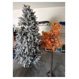 7 ft Snow-Frosted Artificial Tree & Decor tree