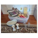 Decorative Bowl, Candlesticks, and Candles