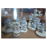 Snowman Figurine Set in Blue Accents