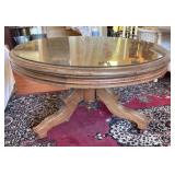 Round Wooden Table with Glass Top