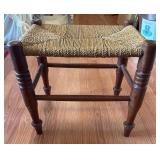 Wooden Stool with Woven Seat