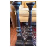 Tall Wood Candlesticks