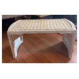 Wicker Stool with Carved Details