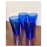 Four Cobalt Blue Glass Tumblers
