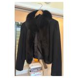 Black Wool Jacket With Fur Collar