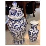 Blue and White Ceramic Vase Set