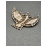 Silver Tone Brooch with Crystals
