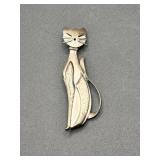 Sterling Silver Cat Brooch